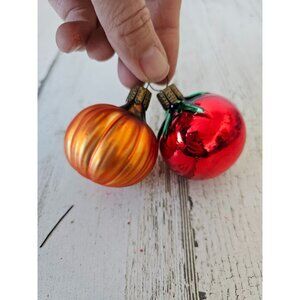Vintage Germany pumpkin tomato glass ornament‎ vegetable food set